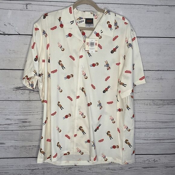Stranger Things Mens 2X‎ Netflix Hopper Short Sleeve White Shirt Button Down - Picture 6 of 11